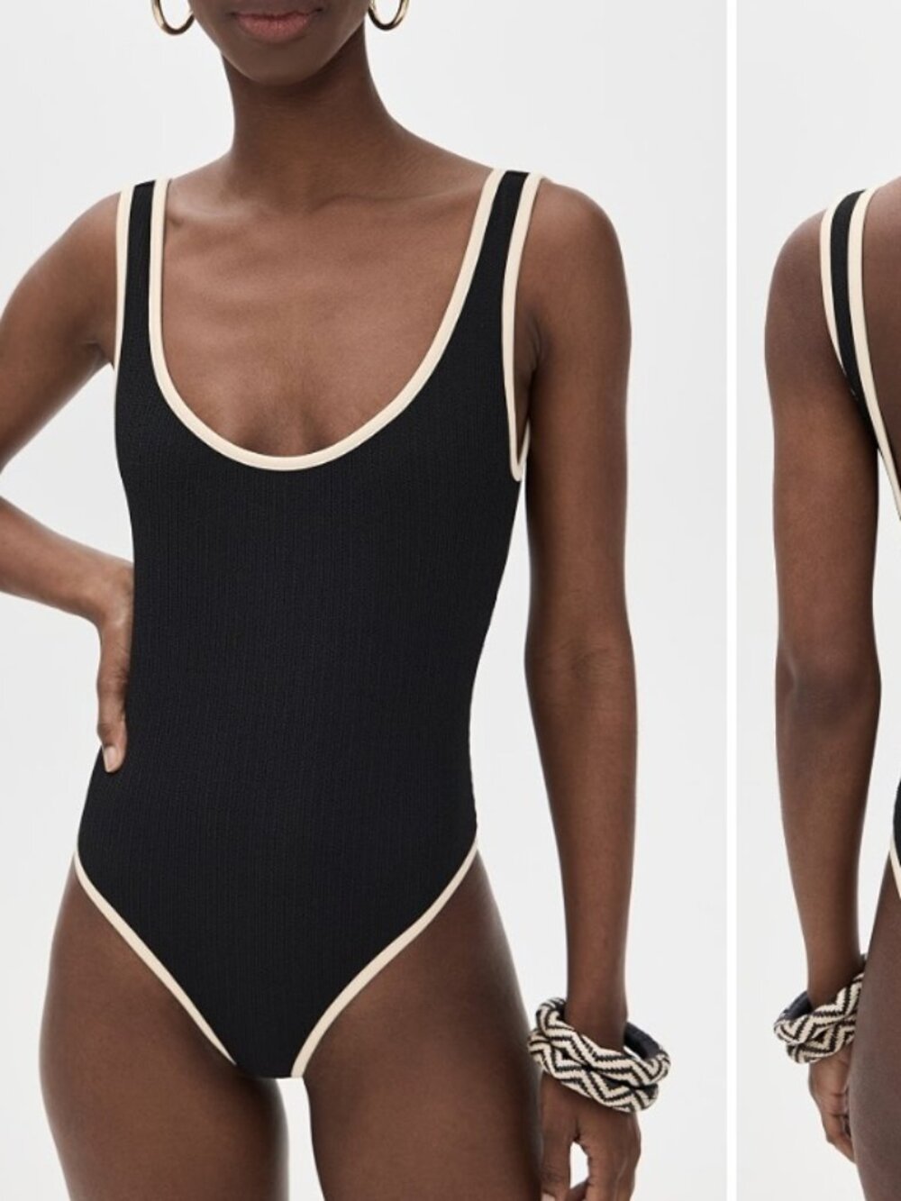 JOHANNA ORTIZ Explorer Classic Black & Ivory Tank Swimsuit Size S $350 1Pc